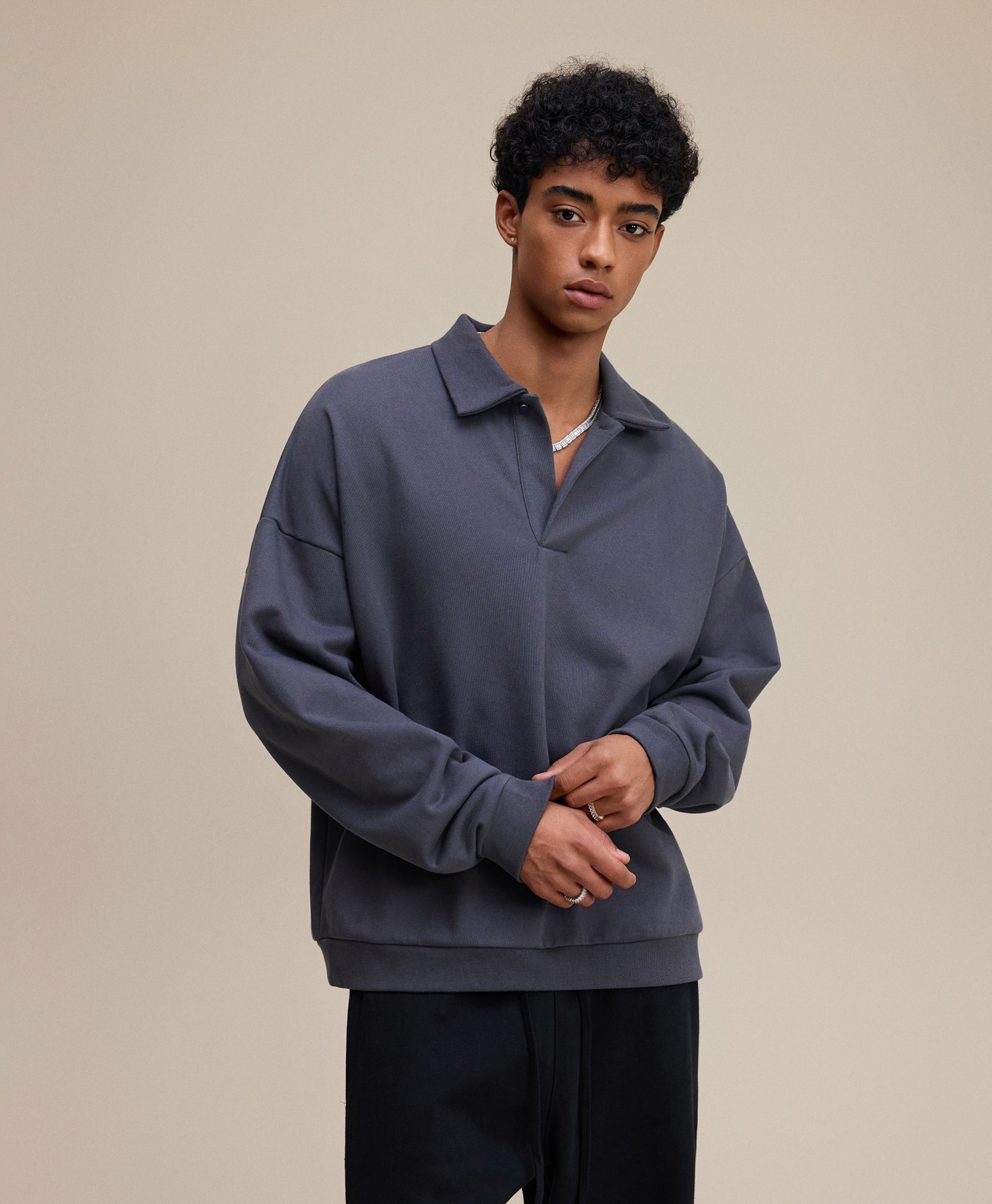 Austhic FLEECE POLO SWEATER