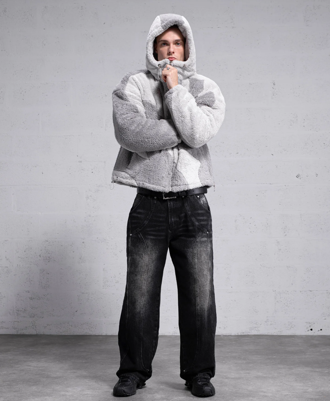 Fluffy Sherpa Jacket - Light Grey