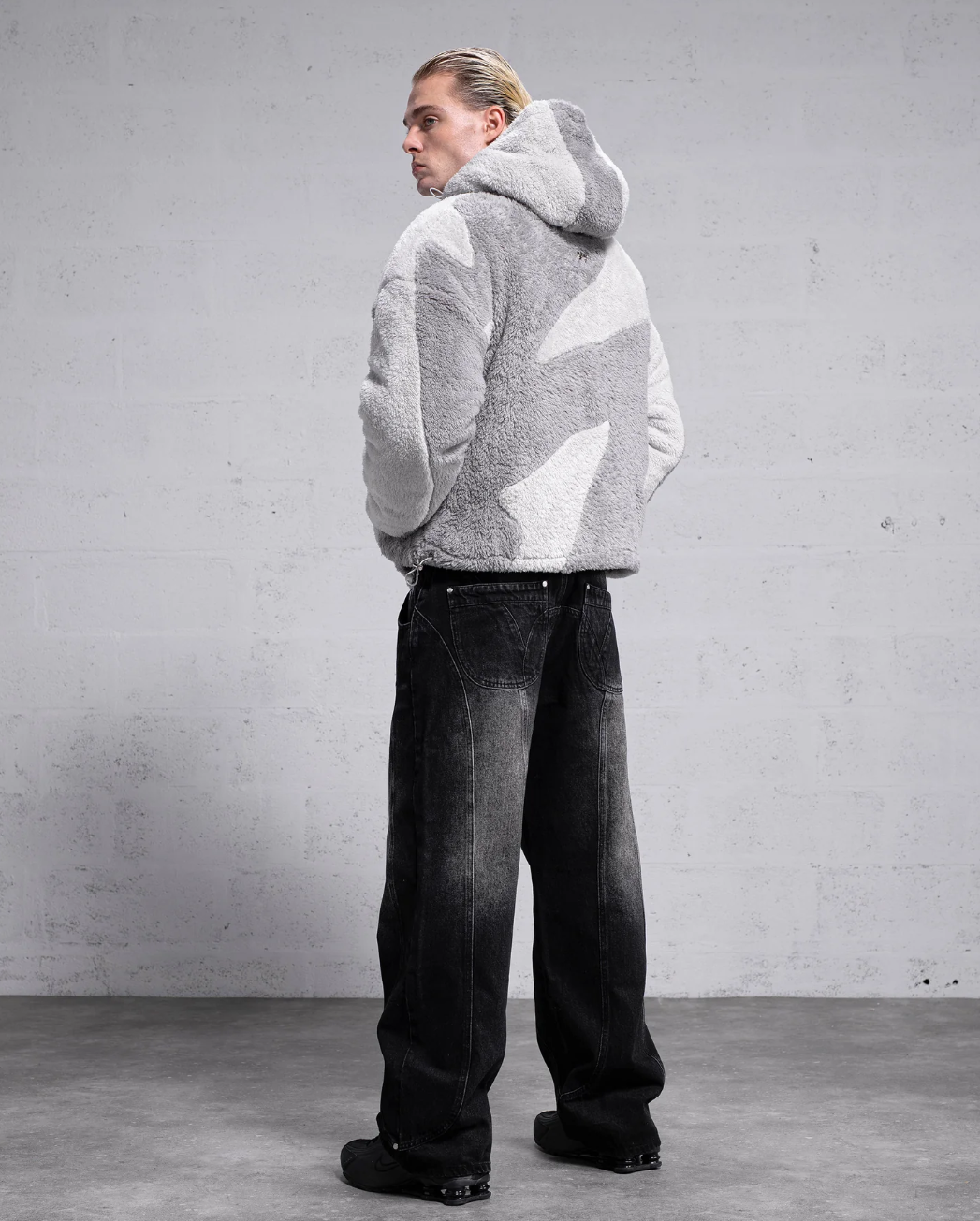 Fluffy Sherpa Jacket - Light Grey