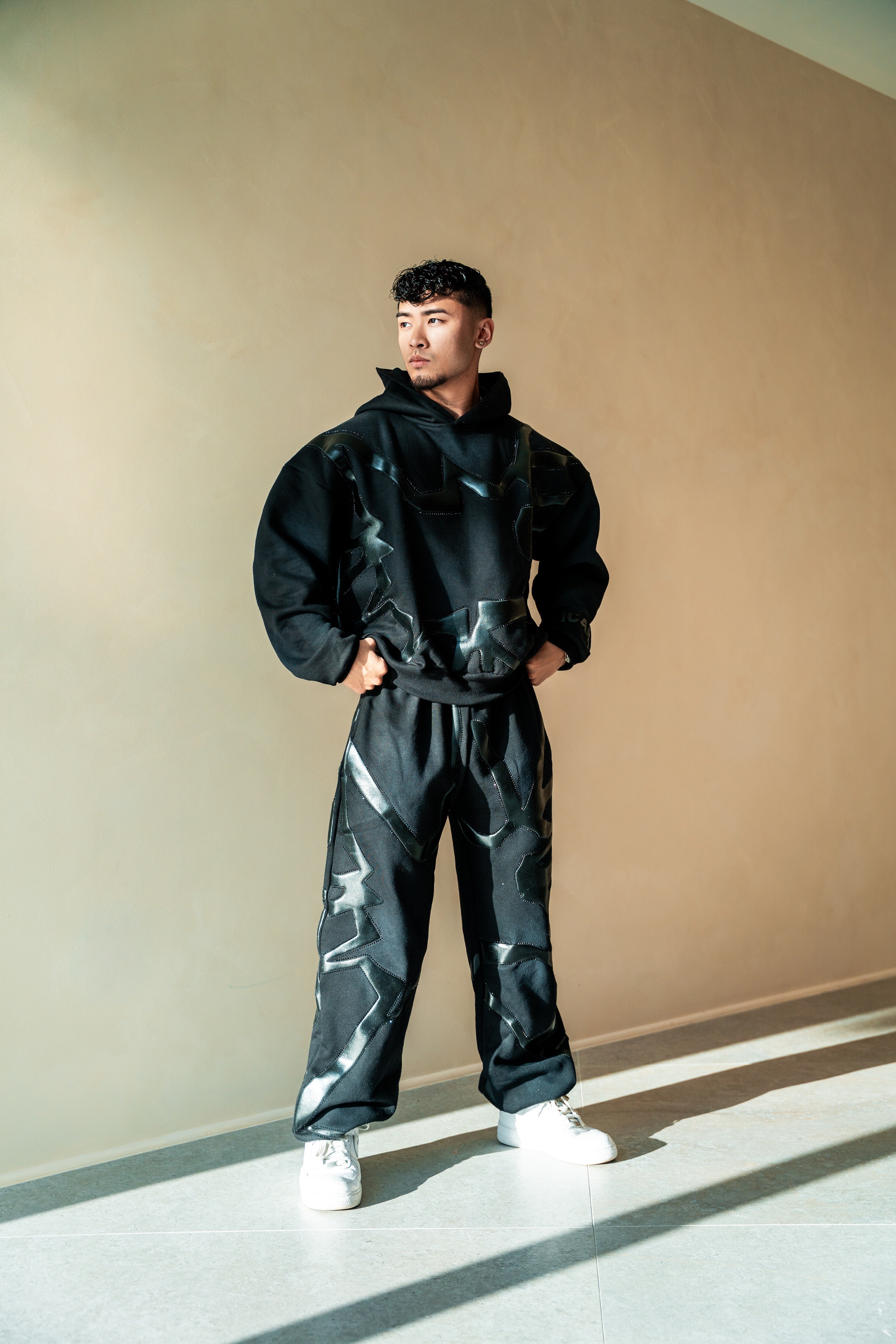 All Black Rhinestone Sweatpants