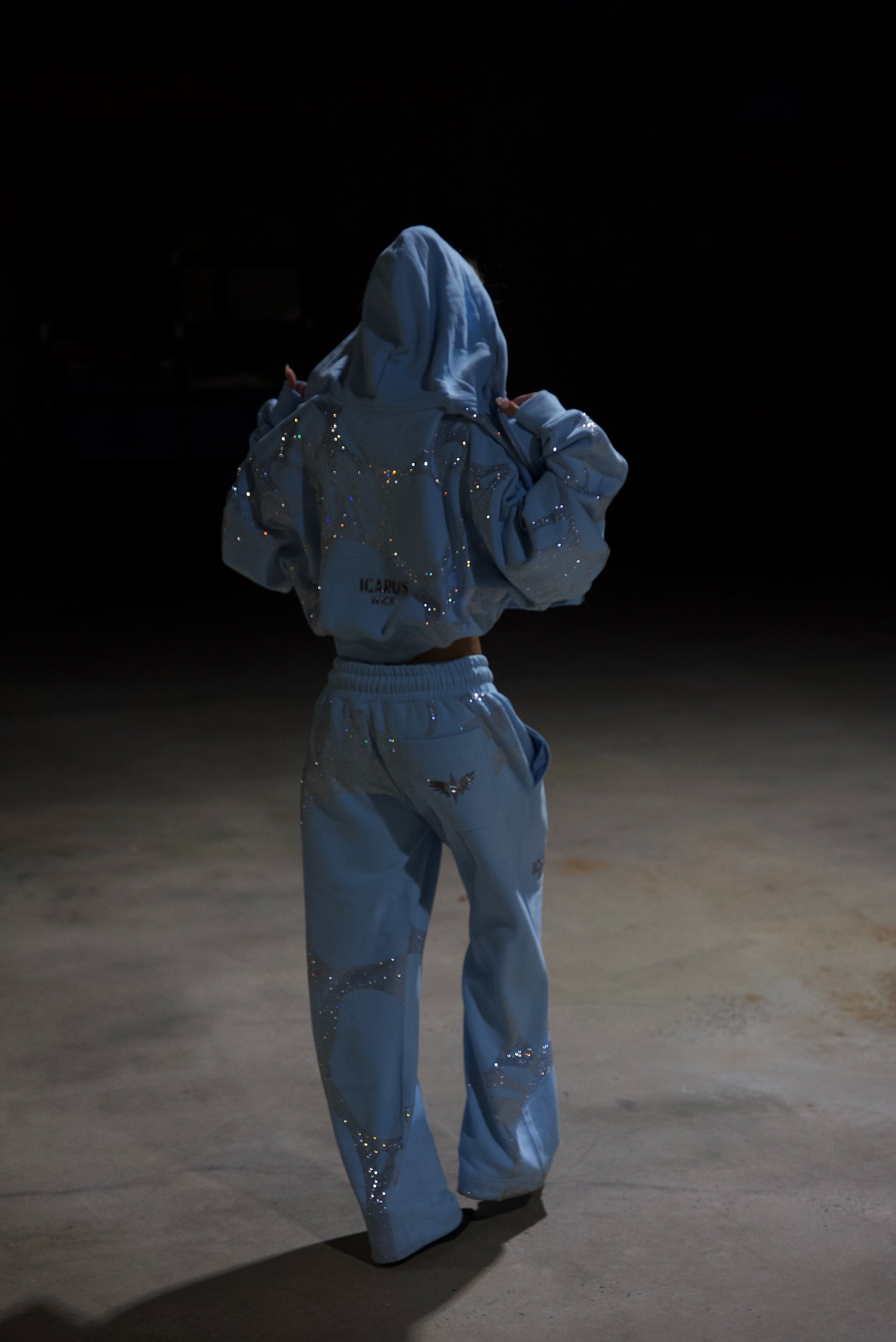 Ascent Baby Blue Rhinestone Sweatpants