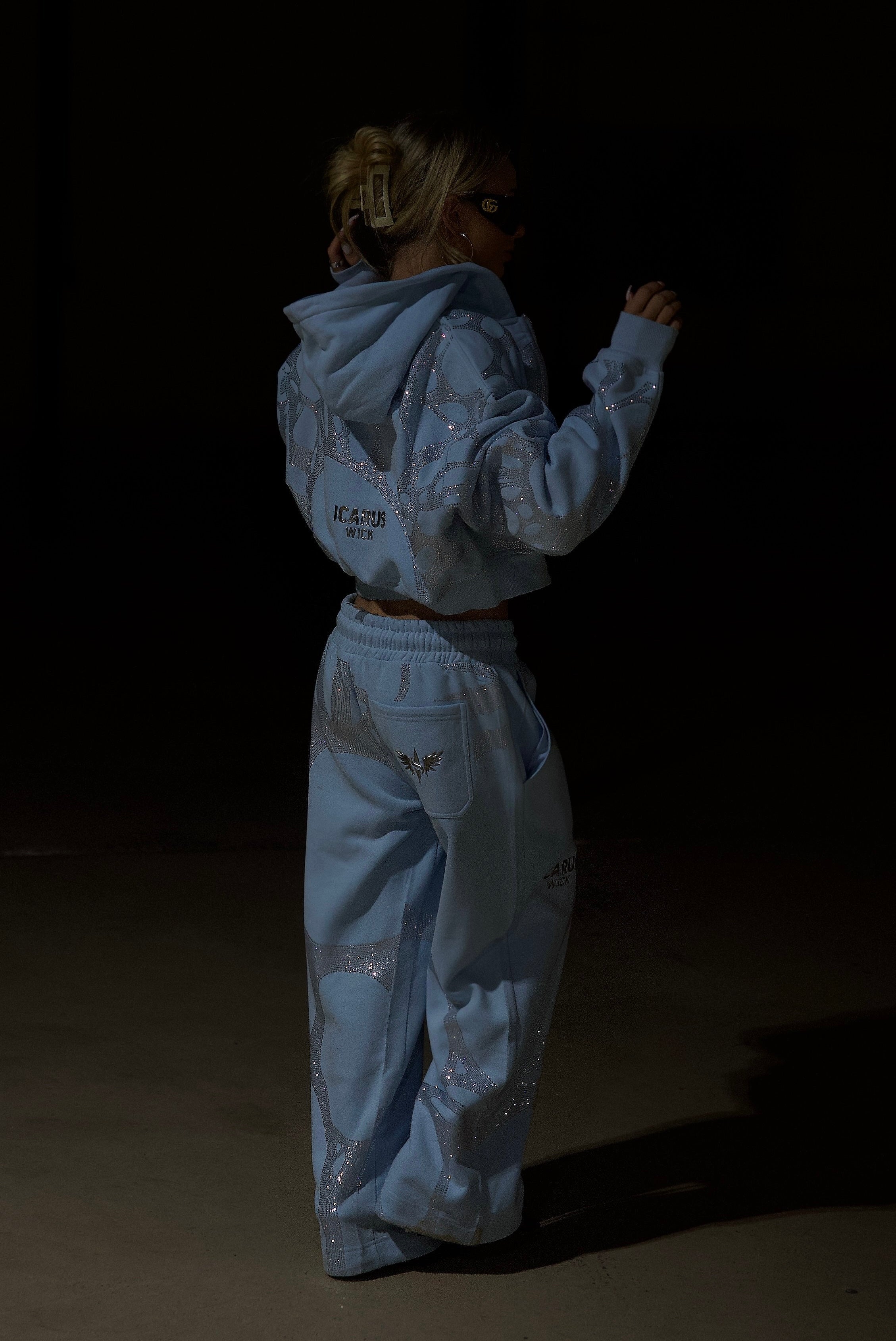 Ascent Baby Blue Rhinestone Sweatpants