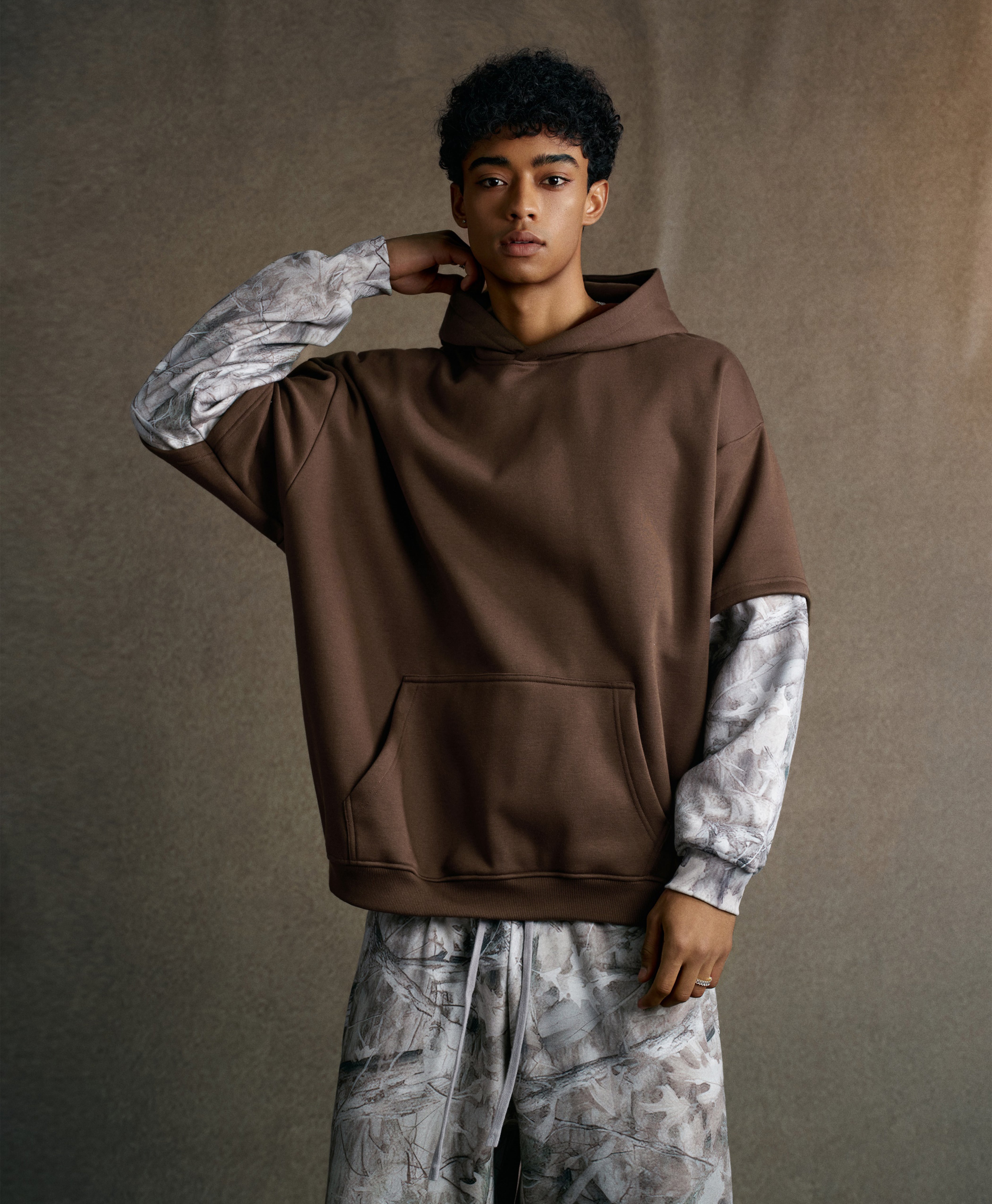 Austhic TWO LAYER CAMO HOODIE