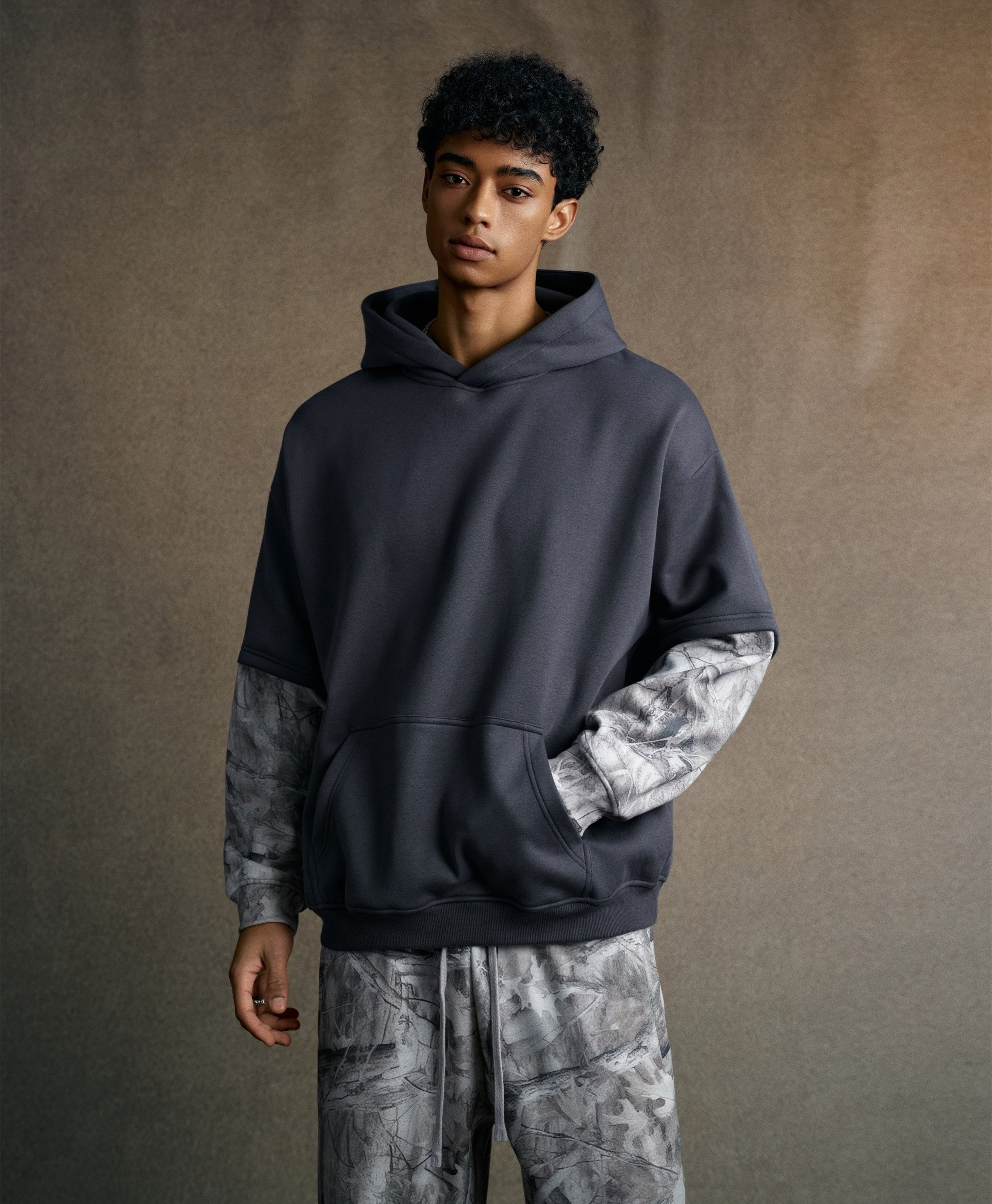 Austhic  TWO LAYER CAMO HOODIE