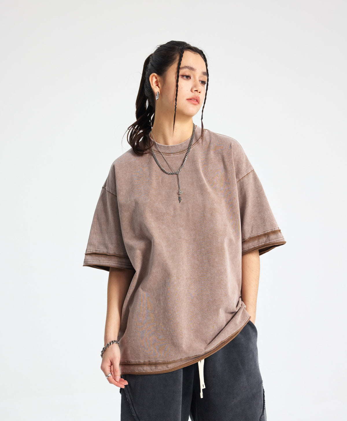Austhic  WASHED TWIN LAYER TEE
