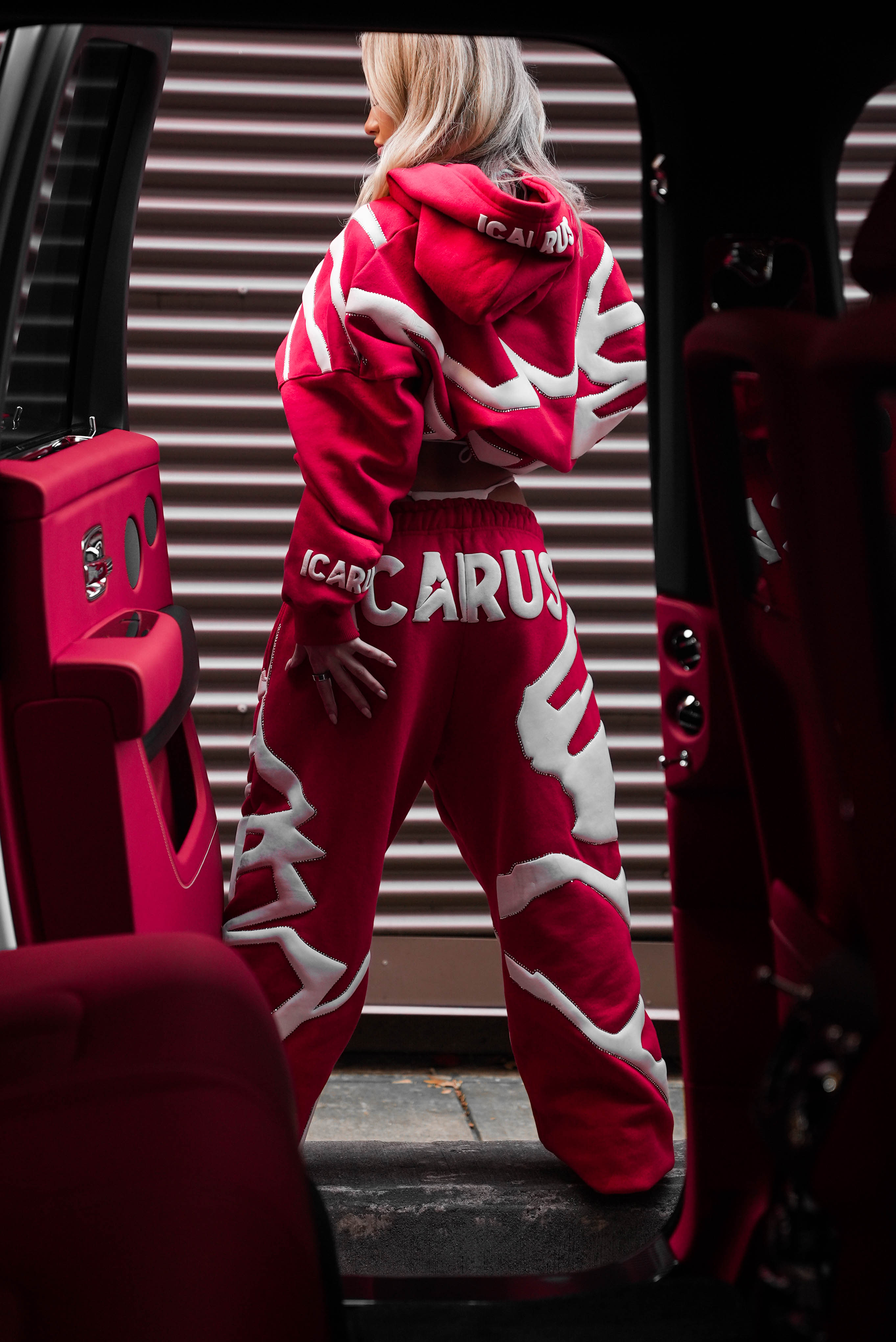 Red Rhinestone Sweatpants