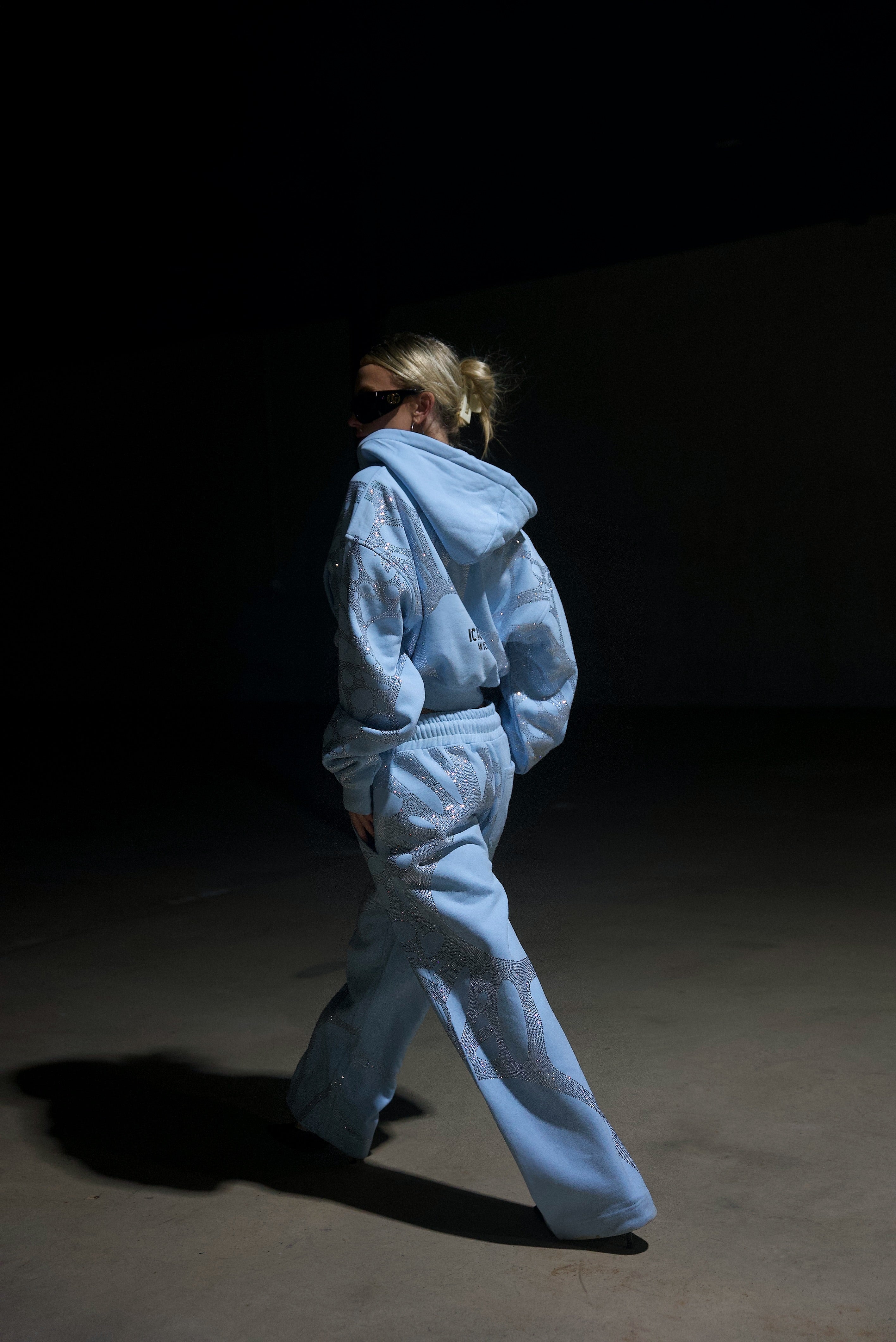 Ascent Baby Blue Rhinestone Sweatpants