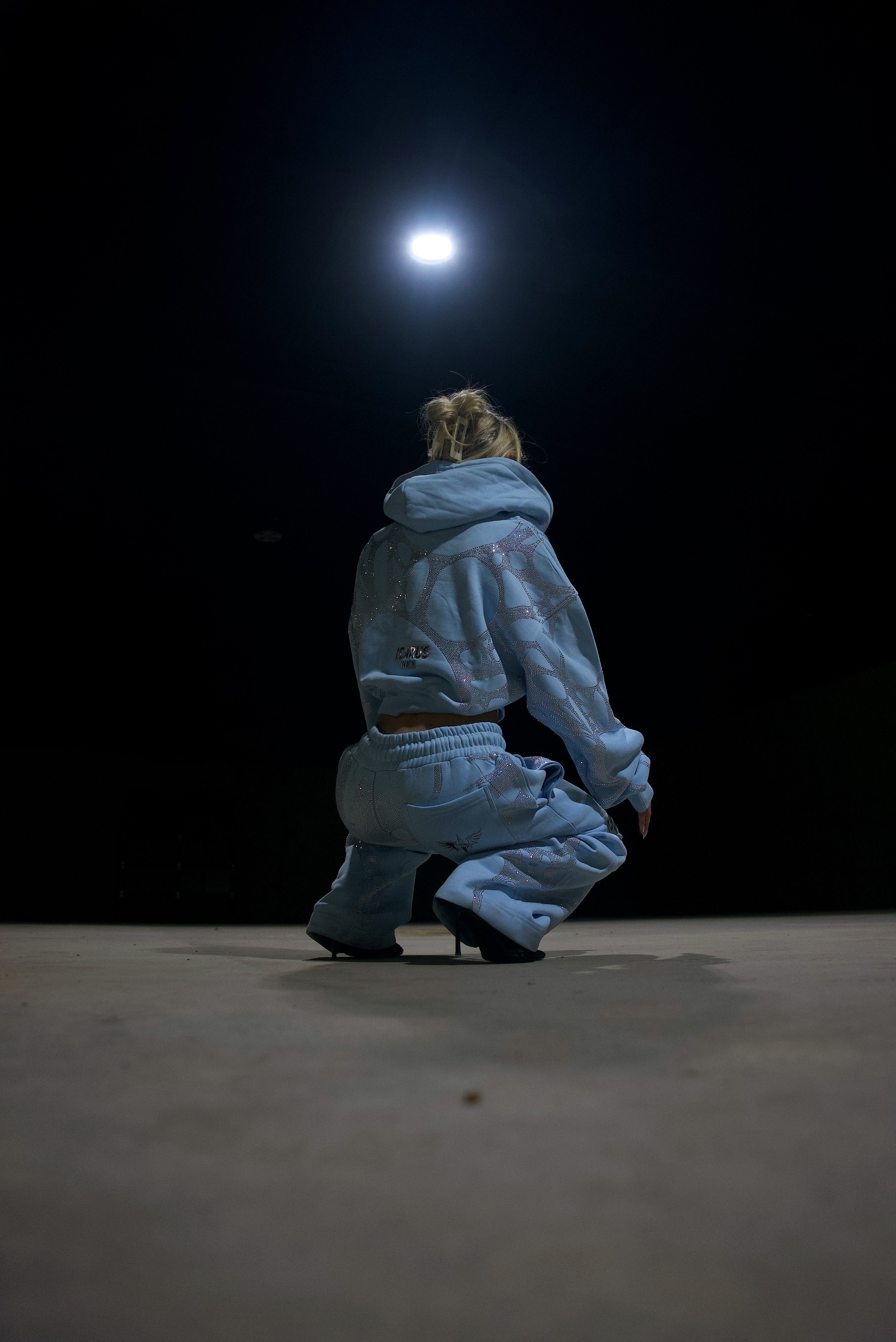 Ascent Blue Rhinestone Cropped Hoodie