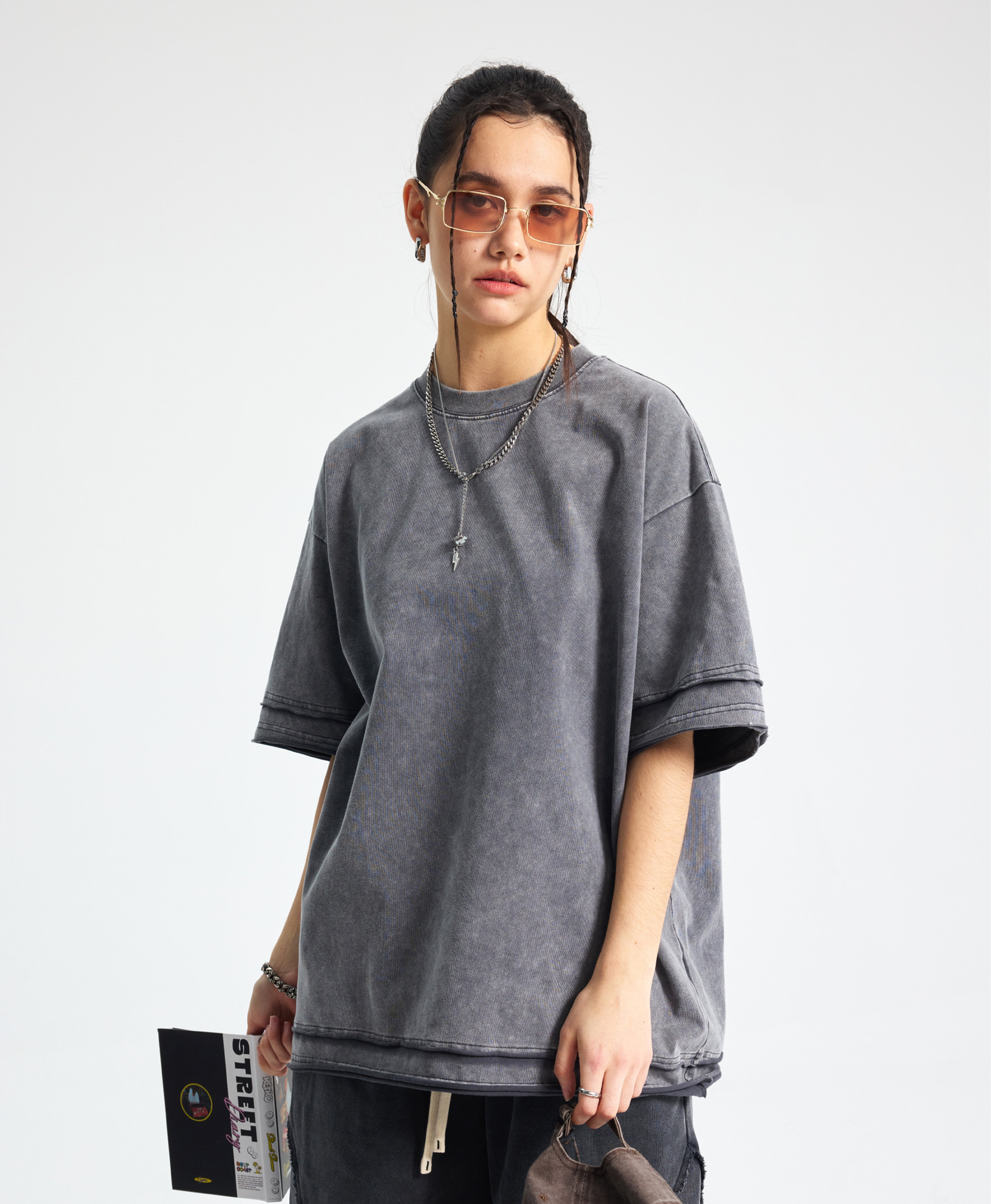 Austhic  WASHED TWIN LAYER TEE