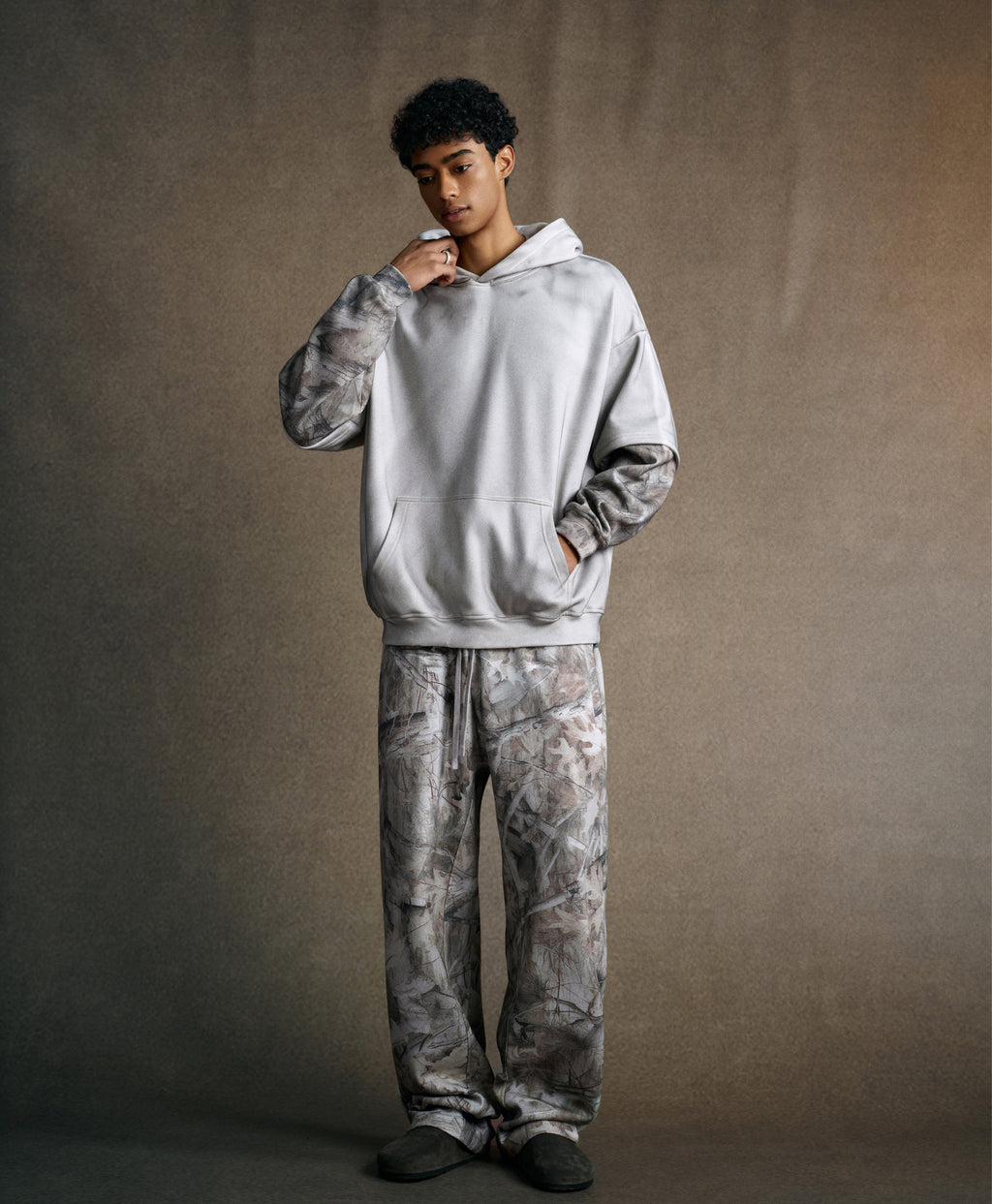 FADED TWO LAYERS CAMO HOODIE